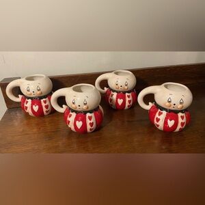 Johanna Parker Carnival Cottage Valentine's Ghost Mugs ~ Set of 4